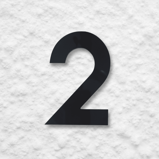 Floating Number 2 - Black Matt (150mm high) - housenumbers.ie