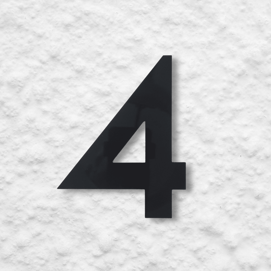 Floating Number 4 - Black Matt (150mm high) - housenumbers.ie