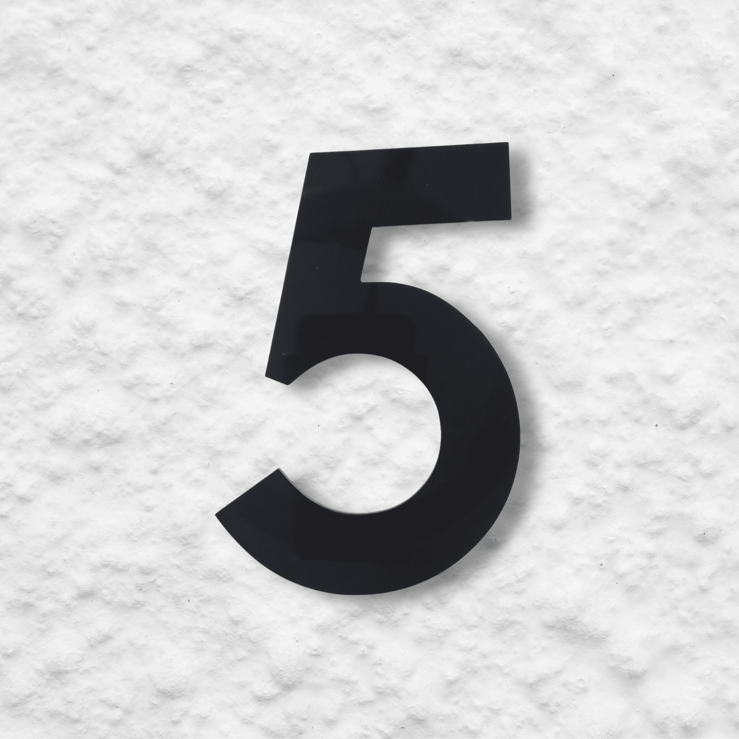 Floating Number 5 - Black Matt (150mm high) - housenumbers.ie