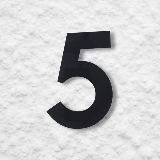 Floating Number 5 - Black Matt (150mm high) - housenumbers.ie