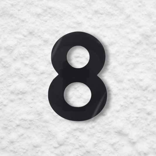 Floating Number 8 - Black Gloss (150mm high) - housenumbers.ie