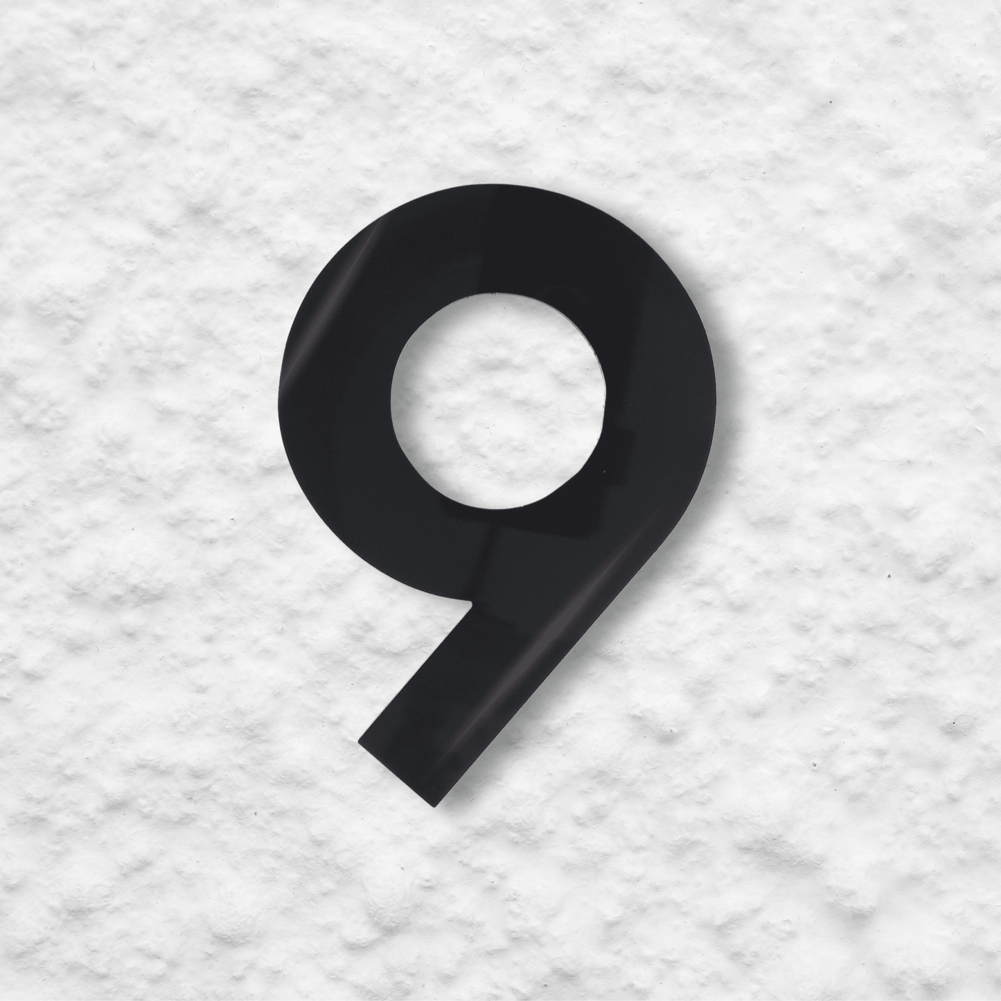 Floating Number 9 - Black Gloss (150mm high) - housenumbers.ie