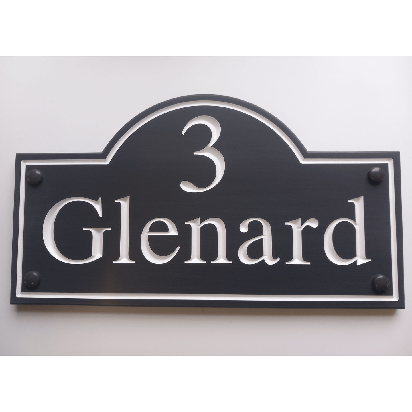 Grey Corian Dome Sign (325x180mm) - housenumbers.ie