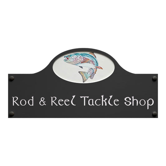 Grey Large Dome Corian Sign (400x185mm) with Art - housenumbers.ie
