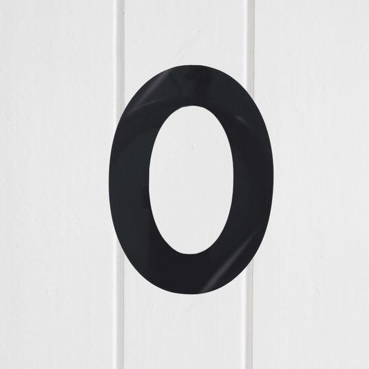 Stick On Number 0 - Black Gloss (100mm high) - housenumbers.ie
