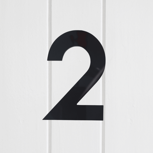 Stick On Number 2 - Black Gloss (100mm high) - housenumbers.ie