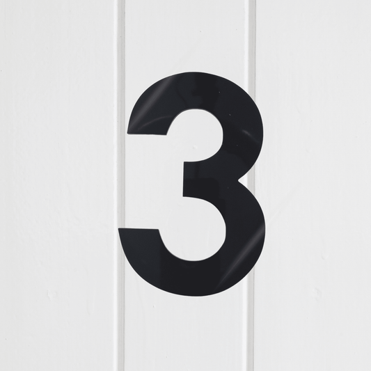 Stick On Number 3 - Black Gloss (100mm high) - housenumbers.ie