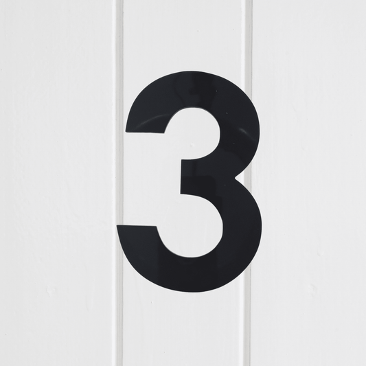 Stick On Number 3 - Black Matt (100mm high) - housenumbers.ie