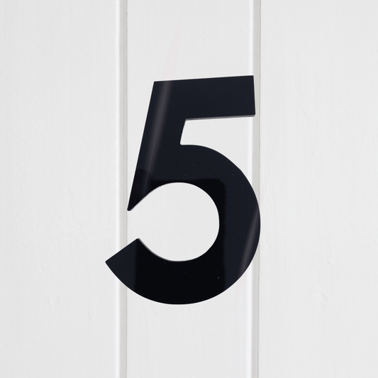 Stick On Number 5 - Black Gloss (100mm high) - housenumbers.ie