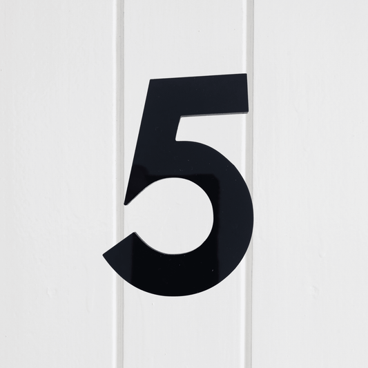 Stick On Number 5 - Black Matt (100mm high) - housenumbers.ie
