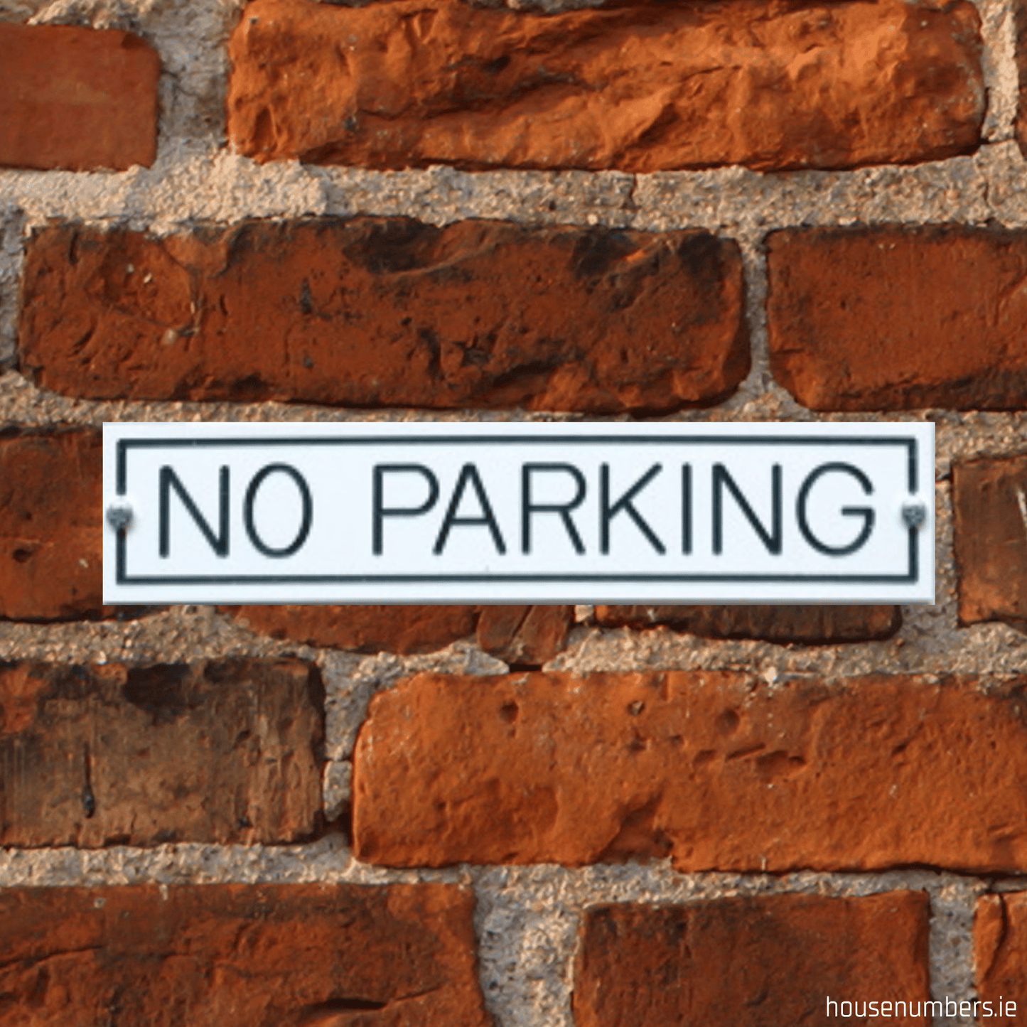 Aluminium "No Parking" Sign - Screw On- White Gloss - housenumbers.ie
