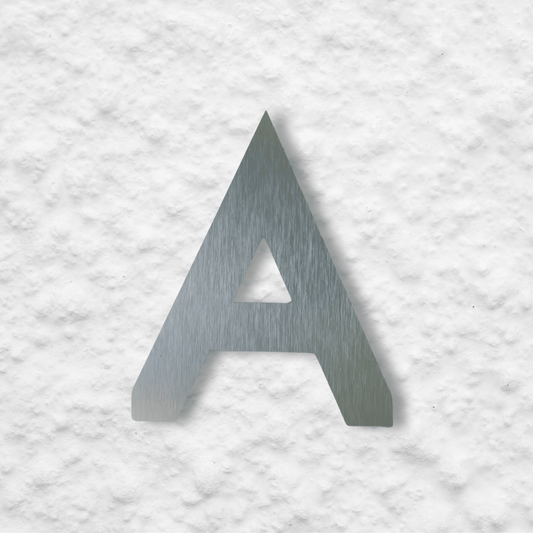 Floating Letter A - Brushed Silver - housenumbers.ie