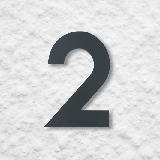 Floating Number 2 - Dark Matt Grey (150mm high) - housenumbers.ie