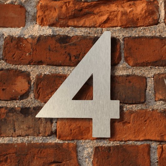 Floating Number 4 - Brushed Silver (150mm High) | Irish House Number - housenumbers.ie