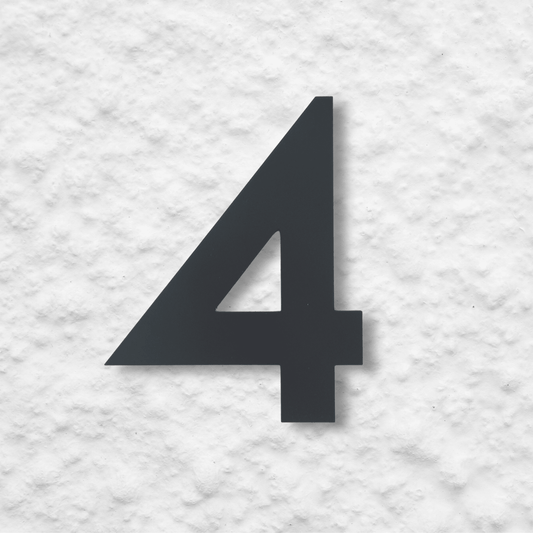 Floating Number 4 - Dark Matt Grey (150mm high) - housenumbers.ie