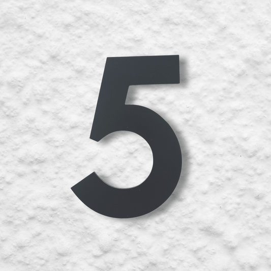 Floating Number 5 - Dark Matt Grey (150mm high) - housenumbers.ie