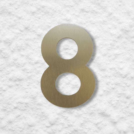 Floating Number 8 - Brushed Gold (150mm high) - housenumbers.ie