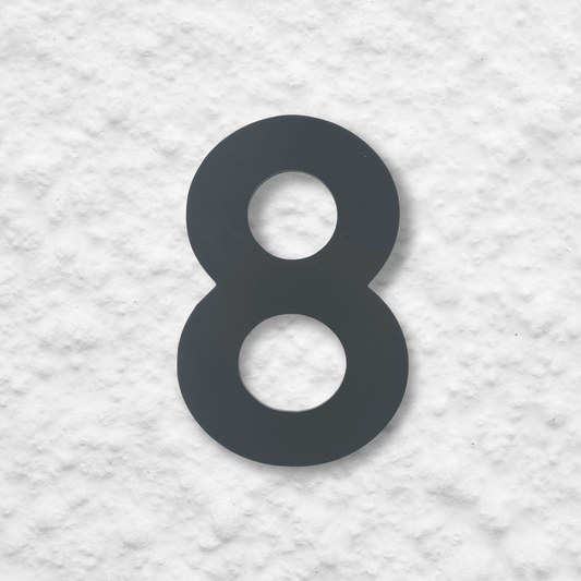 Floating Number 8 - Dark Matt Grey (150mm high) - housenumbers.ie