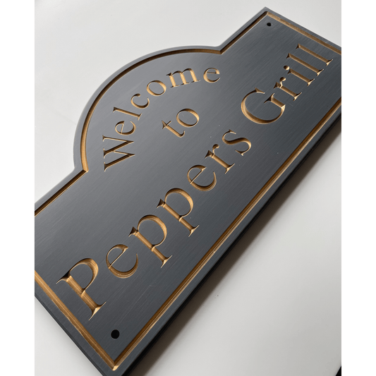 Grey Corian Dome Sign (325x180mm) - housenumbers.ie