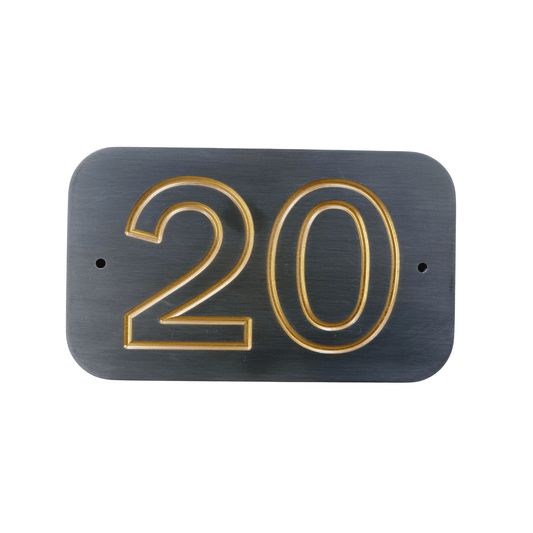 Grey Rectangle Corian Sign (200x120mm) with Curved Edge - housenumbers.ie