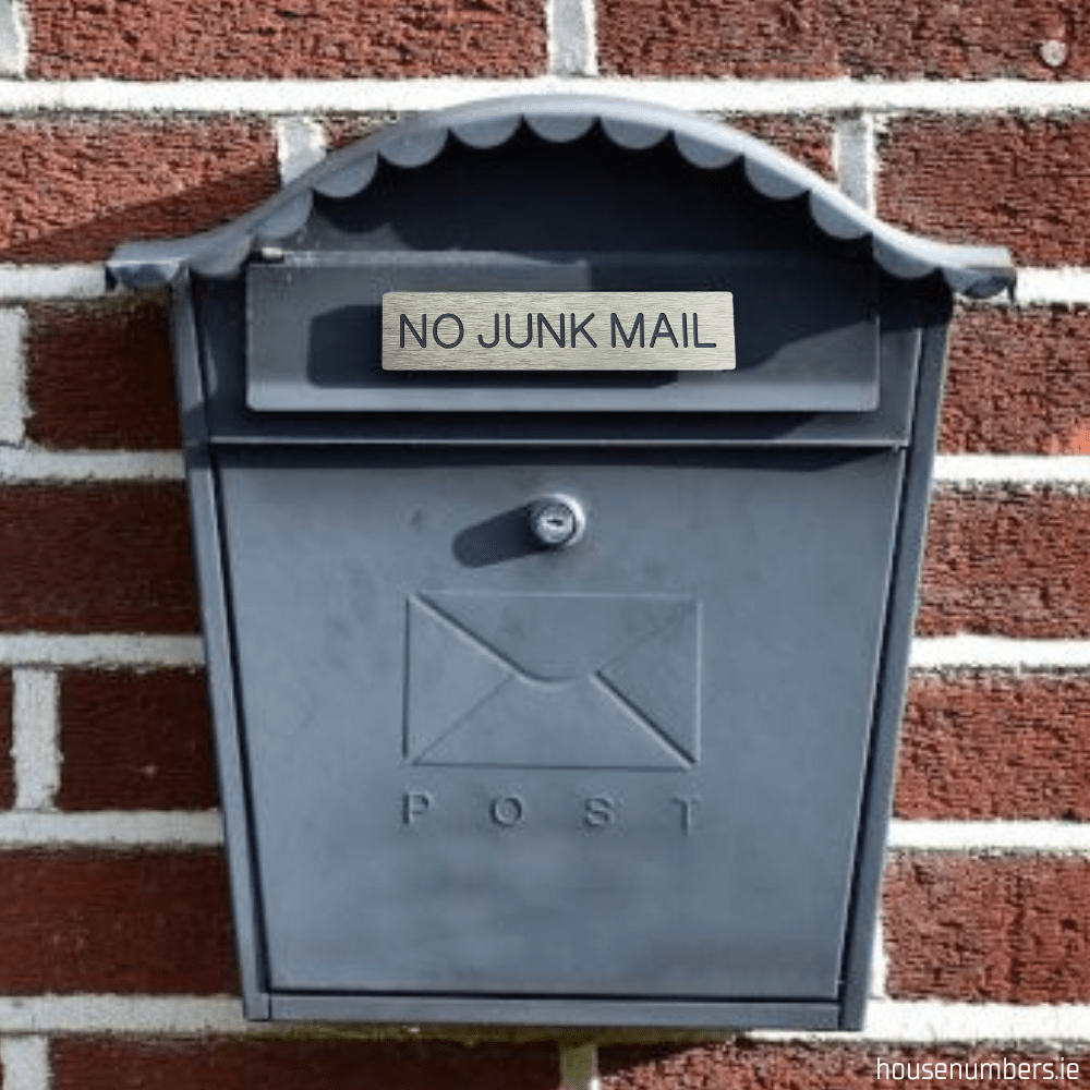 No Junk Mail - Brushed Gold Stick On Sign - housenumbers.ie