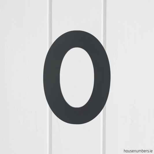Stick On Number 0 - Dark Matt Grey (100mm high) - housenumbers.ie