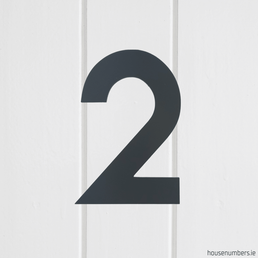 Stick On Number 2 - Dark Matt Grey (100mm high) - housenumbers.ie