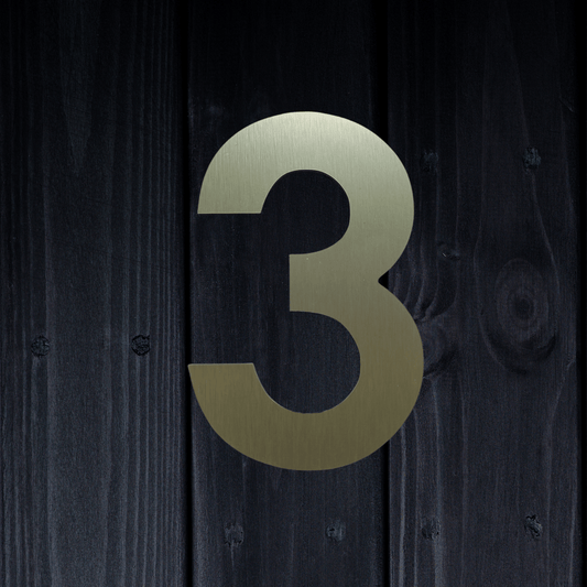 Stick On Number 3 - Brushed Gold (100mm high) - housenumbers.ie