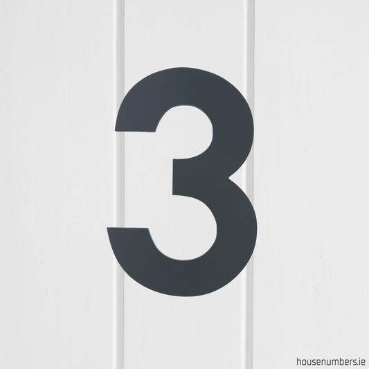 Stick On Number 3 - Dark Matt Grey (100mm high) - housenumbers.ie