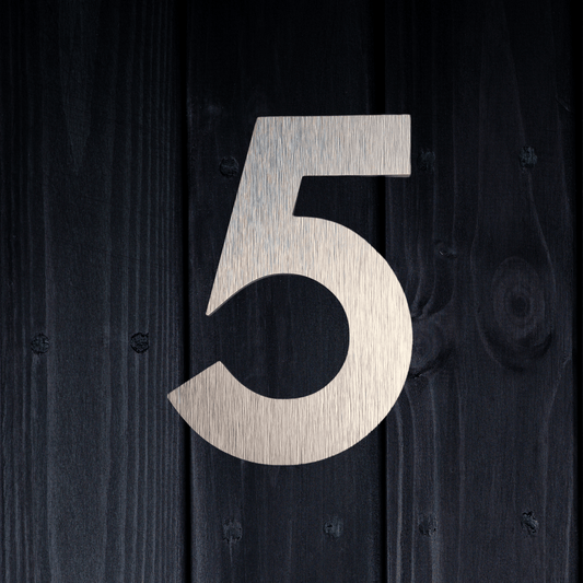 Stick On Number 5 - Brushed Silver (100mm high) - housenumbers.ie