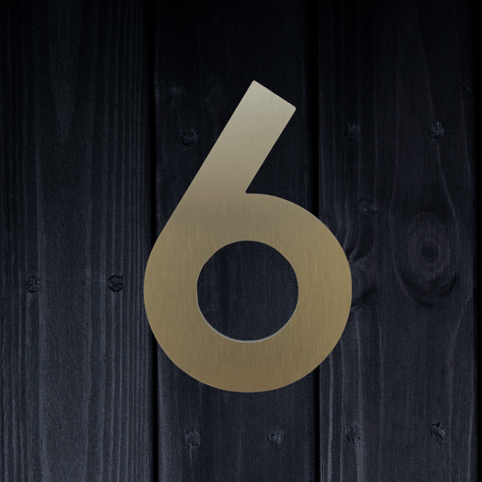 Stick On Number 6 - Brushed Gold (100mm high) - housenumbers.ie