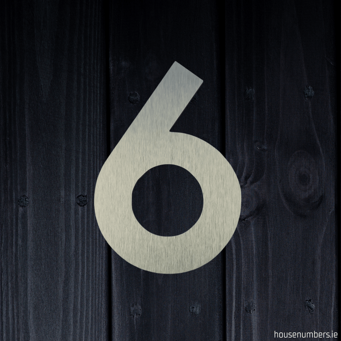 Stick On Number 6 - Brushed Silver (100mm high) - housenumbers.ie