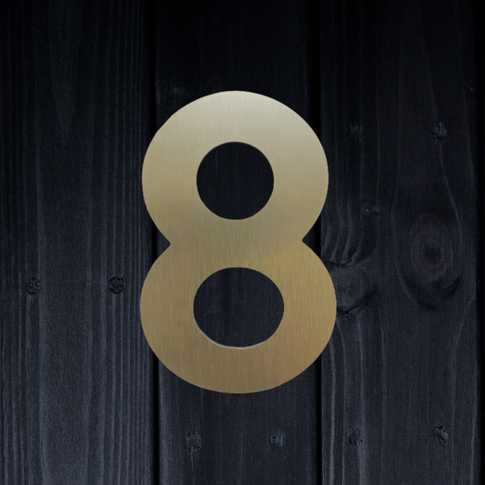 Stick On Number 8 - Brushed Gold (100mm high) - housenumbers.ie