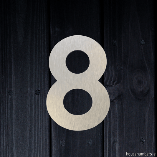 Stick On Number 8 - Brushed Silver (100mm high) - housenumbers.ie