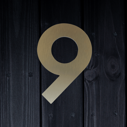 Stick On Number 9 - Brushed Gold (100mm high) - housenumbers.ie