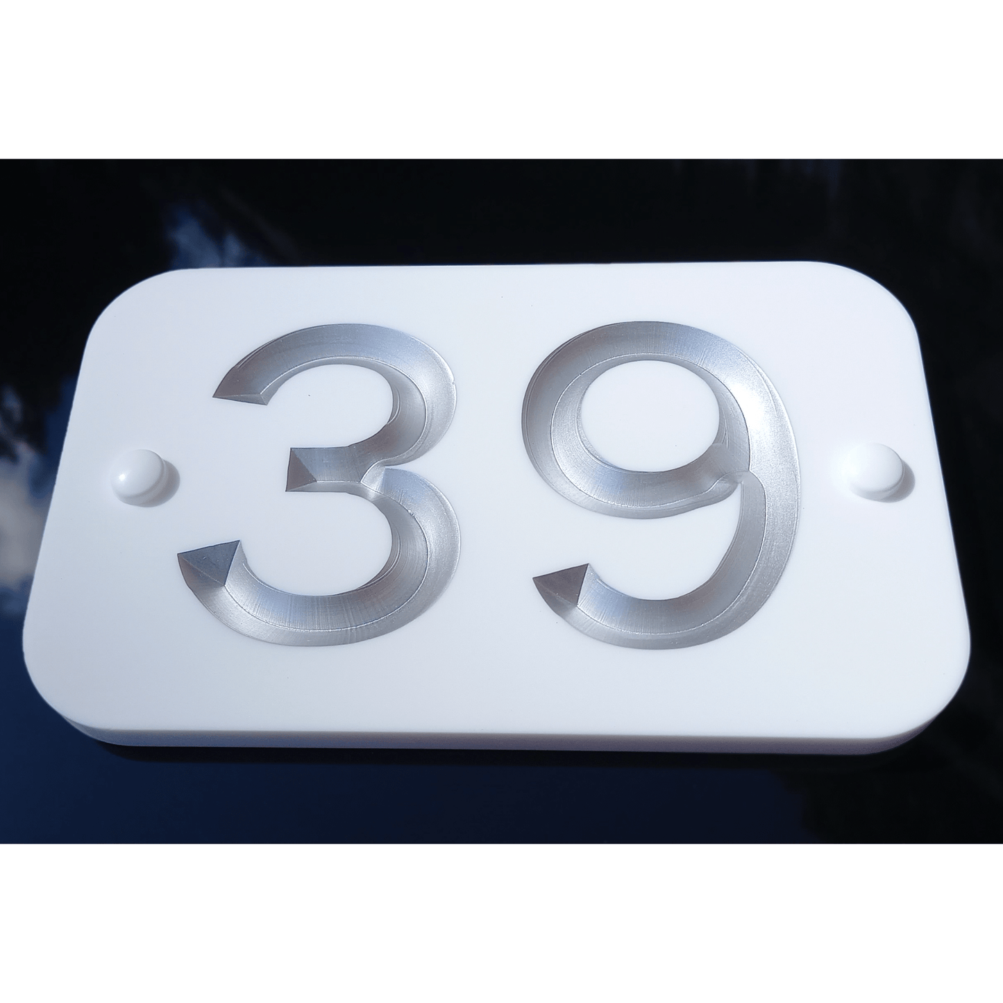 White Rectangle Corian Sign (200x120mm) with Curved Edge - housenumbers.ie