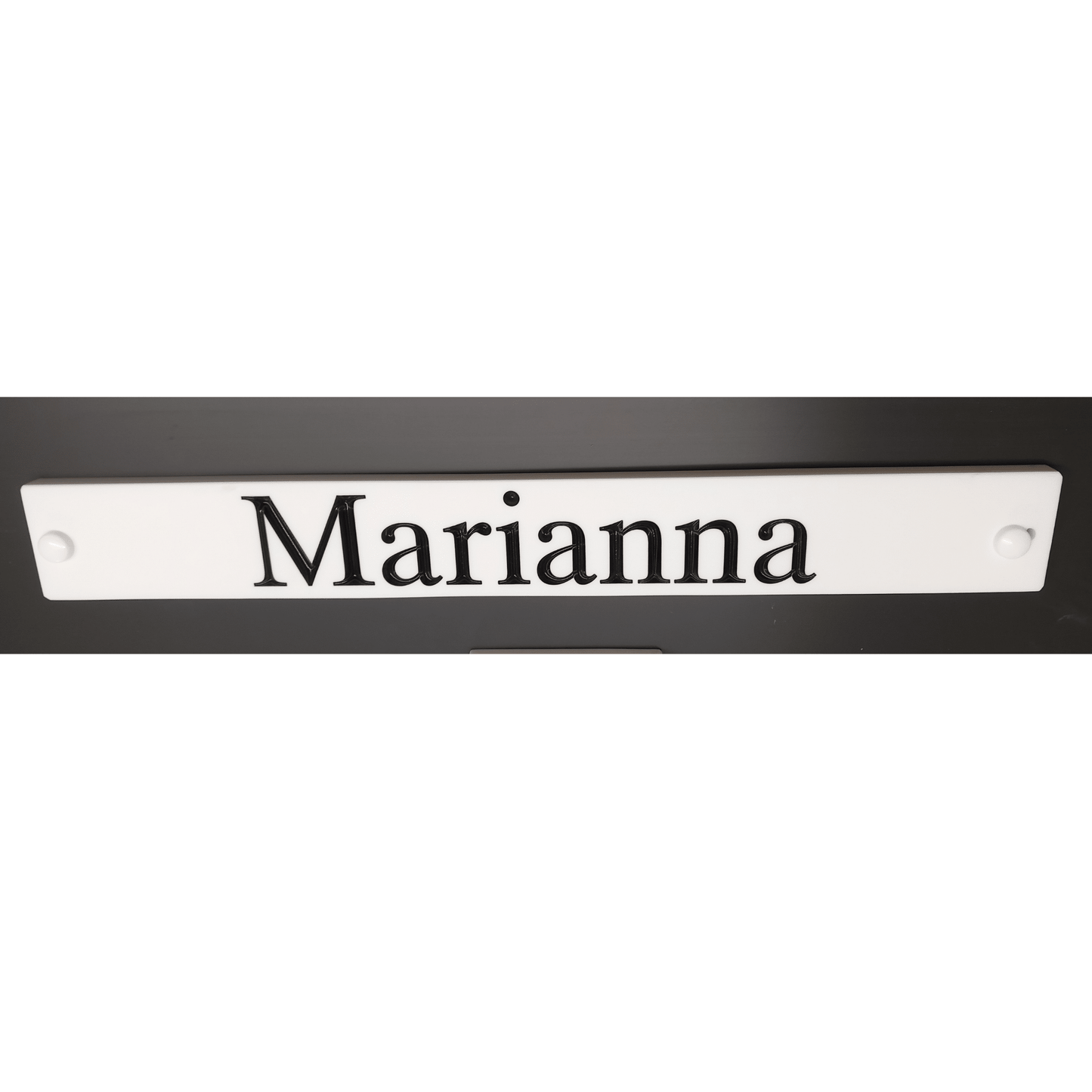 White Rectangle Corian Sign (400x48mm) - housenumbers.ie