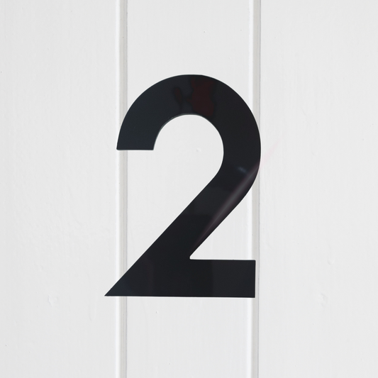 Stick On Number 2 - Black Gloss (100mm high)