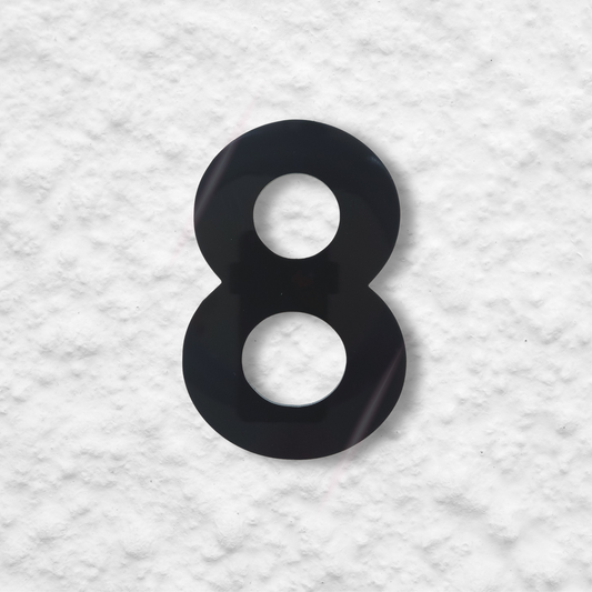 Floating Number 8 - Black Gloss (150mm high)