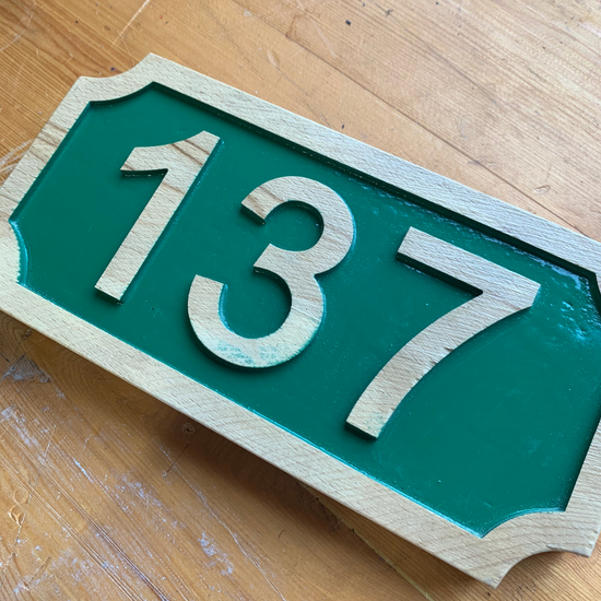 wood wooden sign house number numbers green 137 dublin ireland