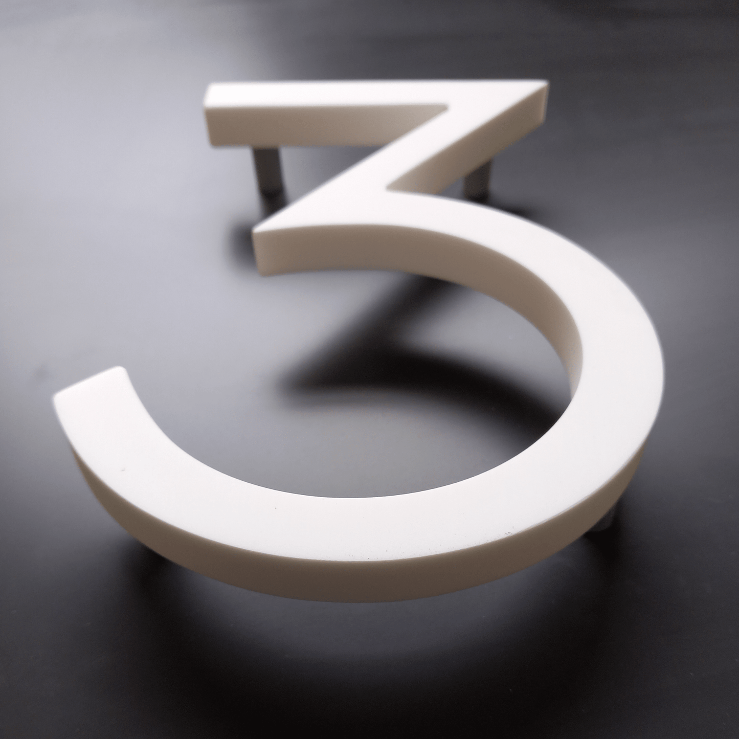 Corian Floating Numbers - White and Grey (150mm high) - housenumbers.ie