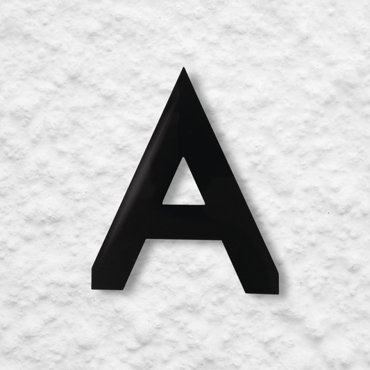 Floating Letter A - Black Gloss - housenumbers.ie