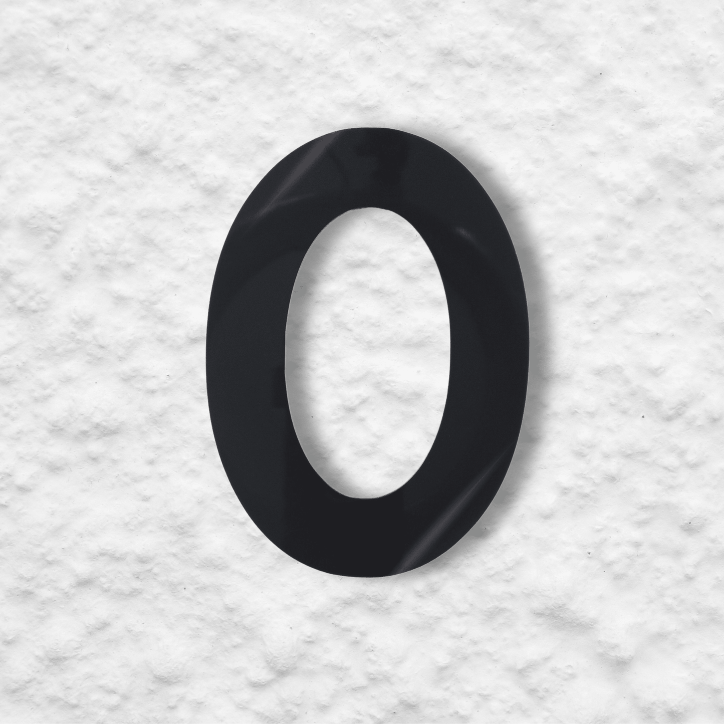 Floating Number 0 - Black Gloss (150mm high) - housenumbers.ie