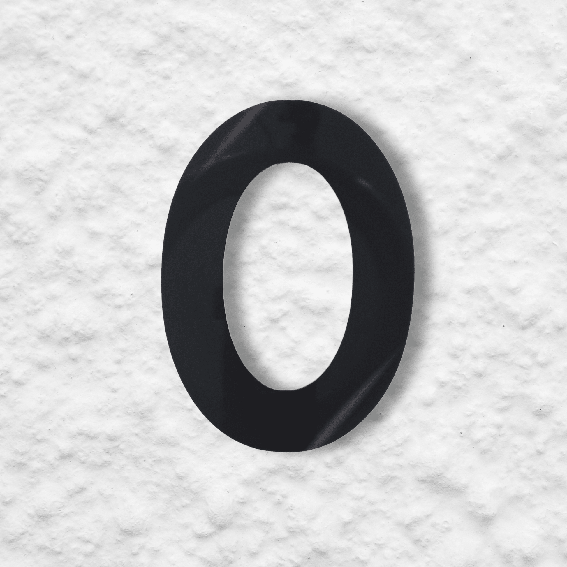 Floating Number 0 - Black Gloss (150mm high) - housenumbers.ie