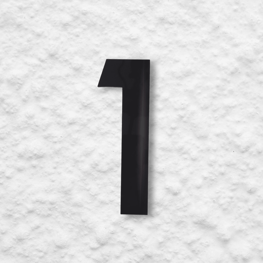 Floating Number 1 - Black Gloss (150mm high) - housenumbers.ie