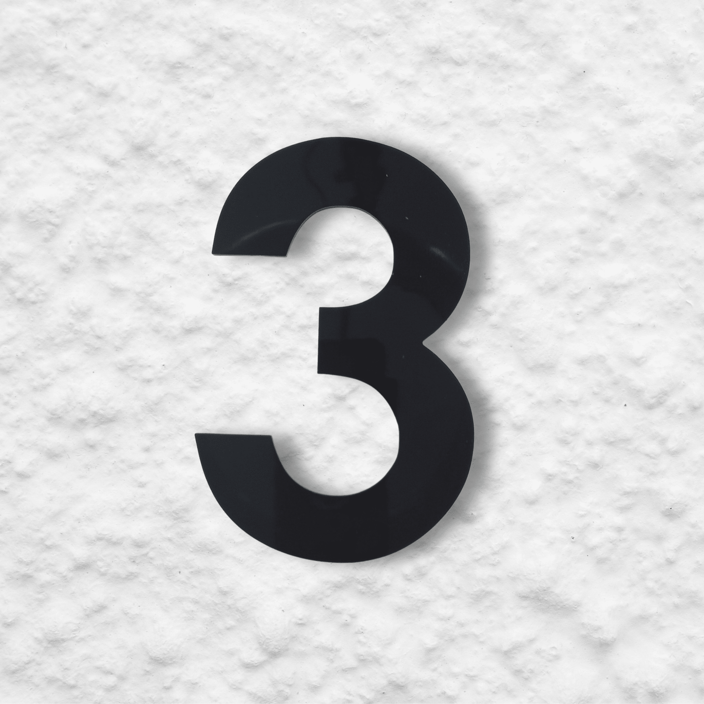Floating Number 3 - Black Matt (150mm high) - housenumbers.ie