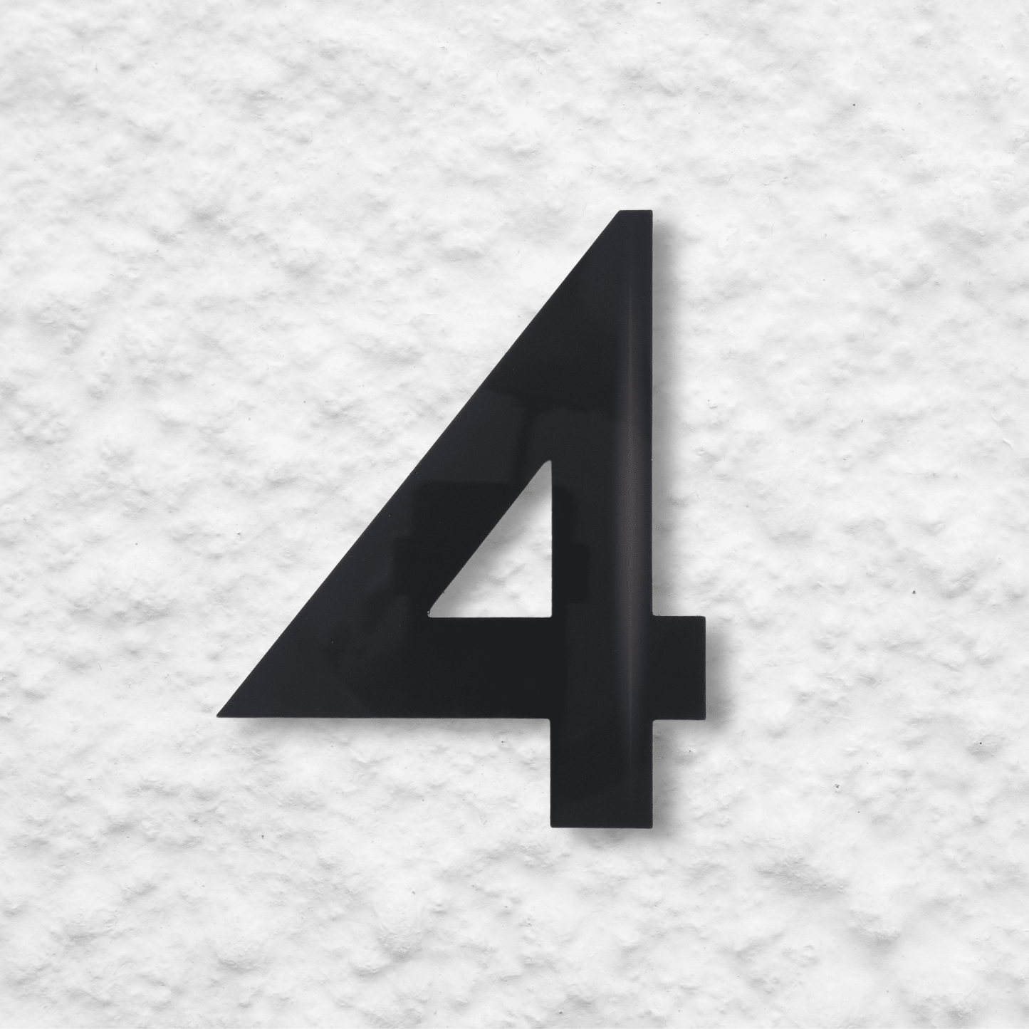 Floating Number 4 - Black Gloss (150mm high) - housenumbers.ie