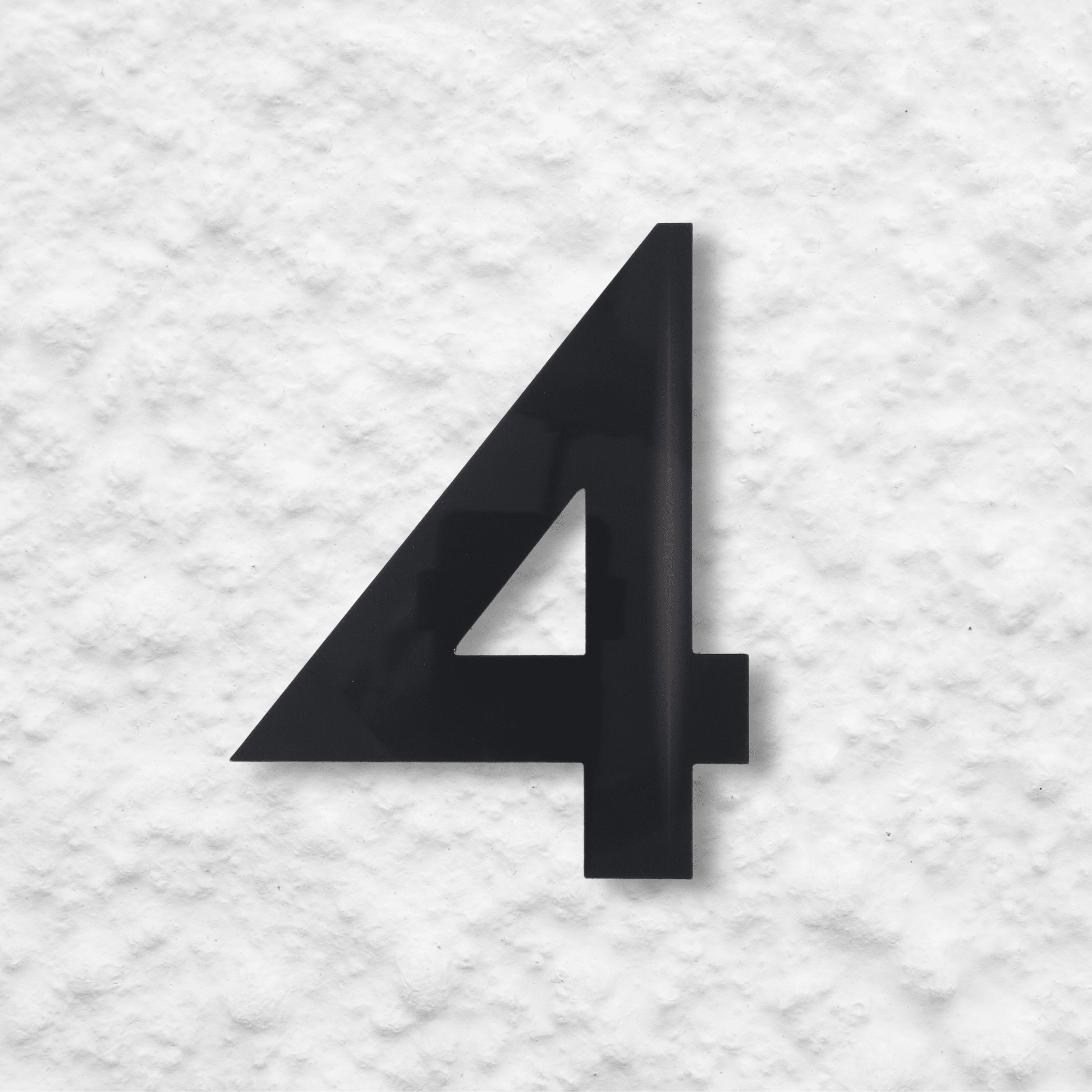 Floating Number 4 - Black Gloss (150mm high) - housenumbers.ie