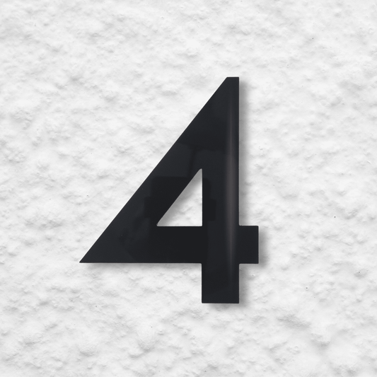 Floating Number 4 - Black Gloss (150mm high) - housenumbers.ie