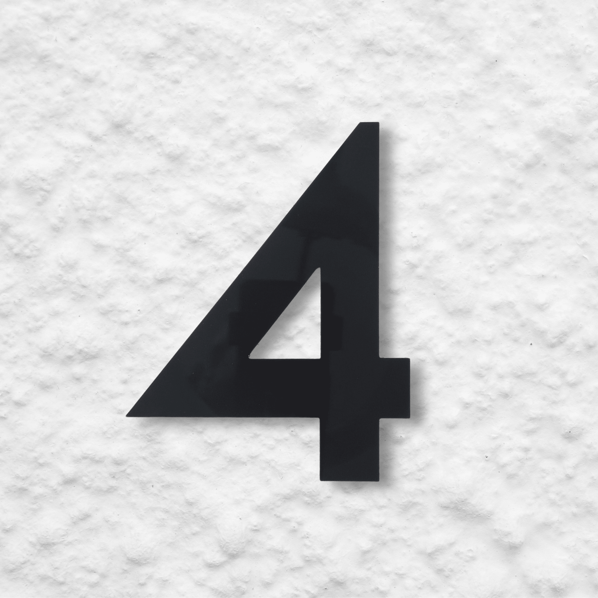 Floating Number 4 - Black Matt (150mm high) - housenumbers.ie